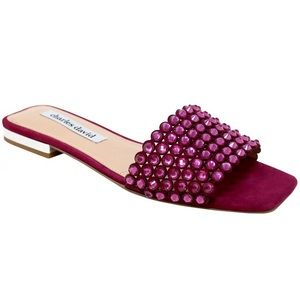 Charles David Magenta Sparkle Rhinestone Suede Sandals